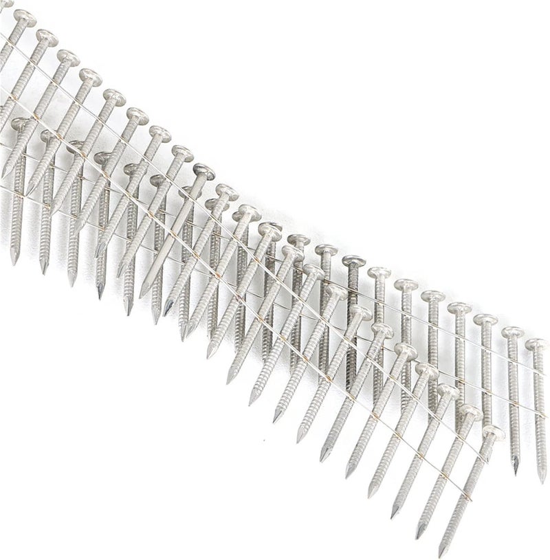 marddpair 1200 Count 1-1/2-Inch x .090-Inch 15-Degree Ring Shank Stainless Steel Siding Nails Collated Wire Coil Nails for Board Siding - Image 5